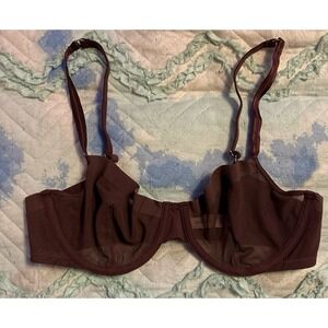 Auden‎ Sheer Unlined Demi Coverage Underwire Bra in Brown, Size 36B